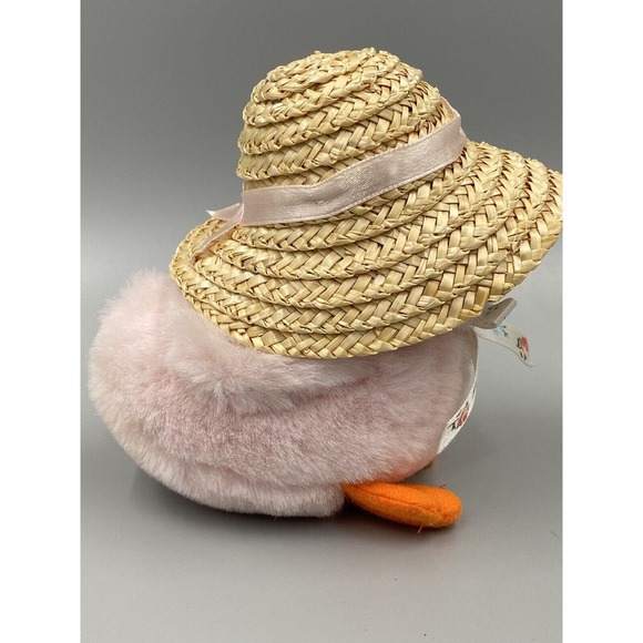 Walmart 5” Spring Pink Duck Baby Chick Duckling w/ Straw Hat and Bow Plush - Picture 5 of 7